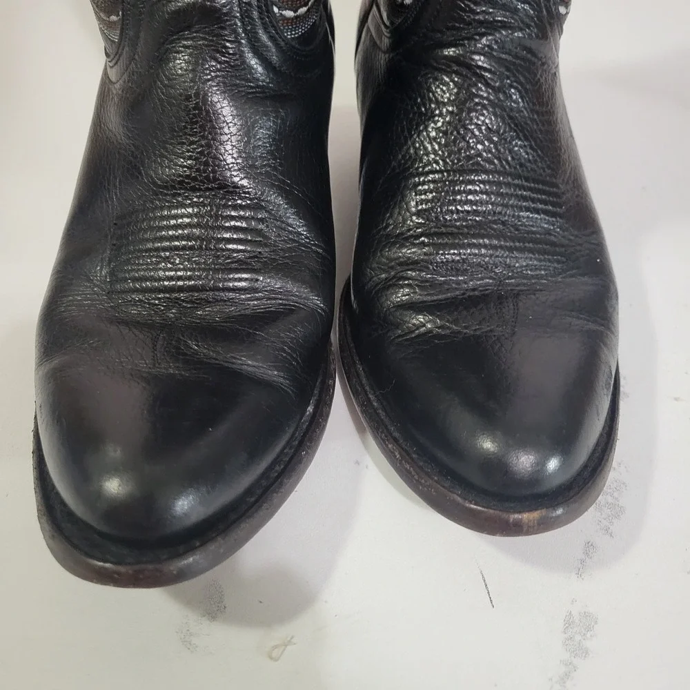 Ariat Heritage Western Boot Womens 7.5 B Black Pebbled Leather Stitching Cowgirl
